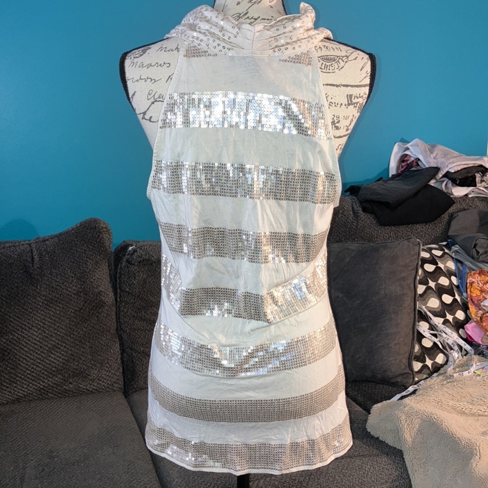 WHBM Sequined Cowl Neck Tank, Large - Picture 4 of 6